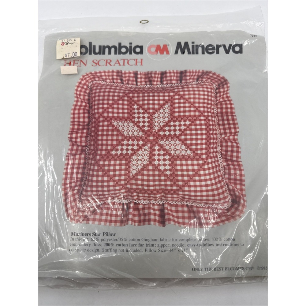 Vtg columbia minerva Kit Mariners Star Pillow Red White Lace 1983 Unopened